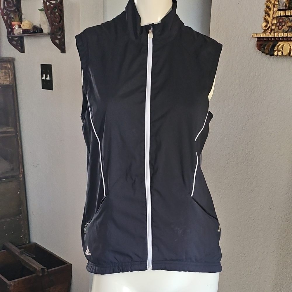Clima Proof Adidas Women's Black Sleeveless Golf Vest Vented Back & Pockets S